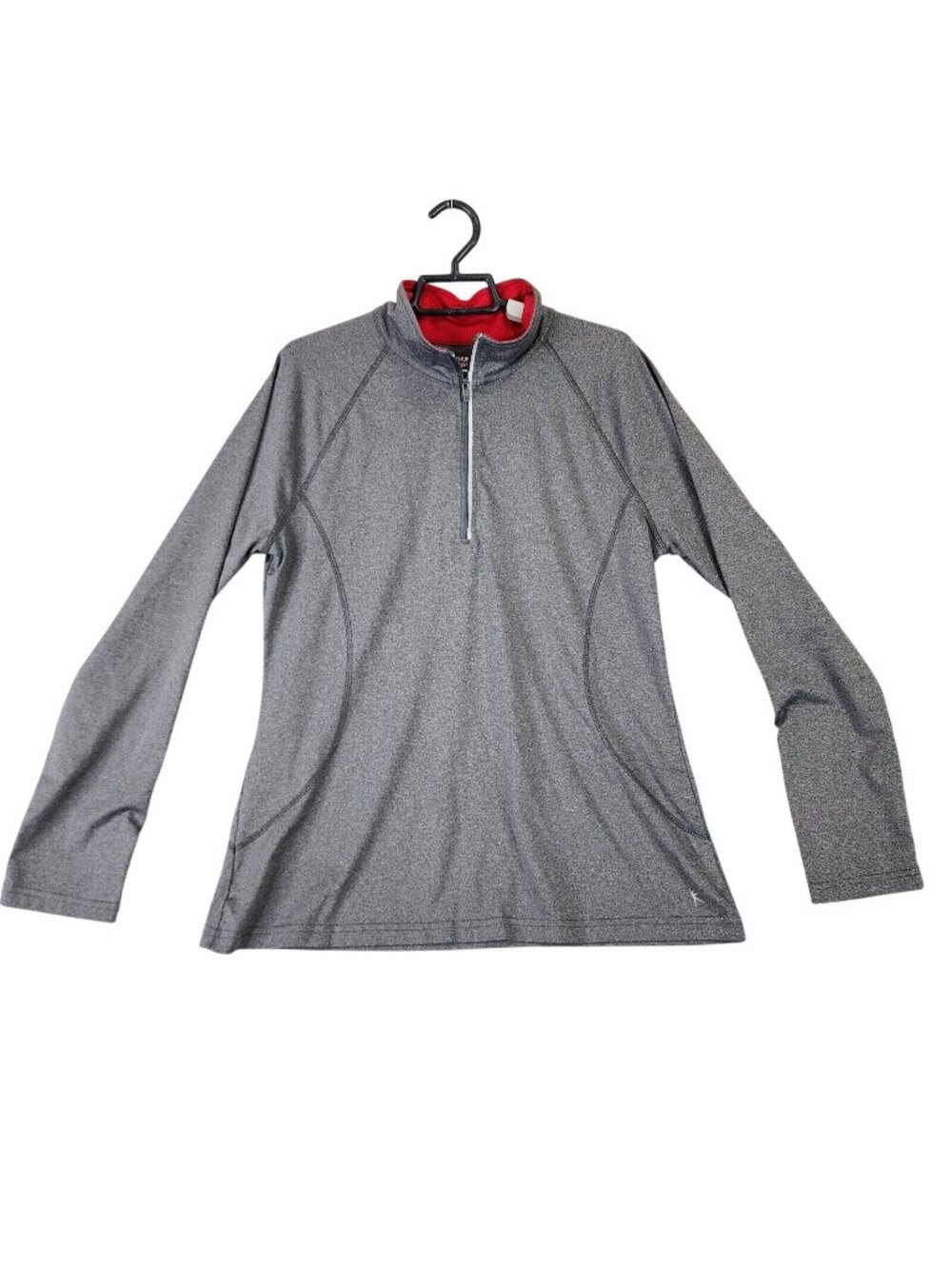 Womens Danskin Now Heather Gray 1/4 Zip Pullover Semi Fitted Long Sleeve Size L